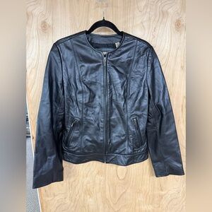 I.E. Women's Soft Leather Black Full Zip Jacket Size Medium Motorcycle